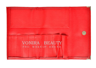 赤の急な閉鎖9スロットは構造のブラシ ロール美の化粧品の道具袋に革を張ります
