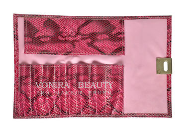 スネーク スキンの革8スロット構造のブラシ ロール袋の美の化粧品用具の便利な袋