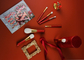 Voniraの専門のクリスマスの構造のブラシ セット7pcsのきらめきの女の子の誕生日プレゼントの赤い色のための化粧品のブラシの工具セット