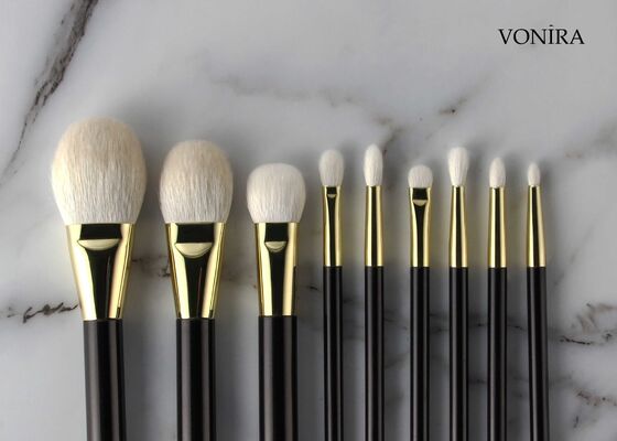 Vonira オーダーメイド 卸売 天然 白いヤギ毛 平ら ダークブラウン ハンドル クリーム 液体 ファンデーション メイク ブラシ