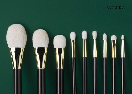 Vonira オーダーメイド 卸売 天然 白いヤギ毛 平ら ダークブラウン ハンドル クリーム 液体 ファンデーション メイク ブラシ