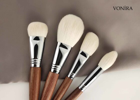 Vonira カスタム 卸売 天然 白ヤギ毛 ブラウン エボニー ハンドル 化粧粉 ブロンザー ブラシ