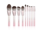 Vonira 10 PCS Pink White Gradient Color Makeup Brushes Set with Corn Fiber Private Label Logo