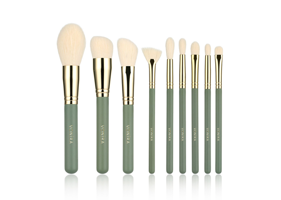 Voniraの美9PCSの緑の化学繊維の構造のブラシ セットのBrochas Maquillajeの構造のブラシ